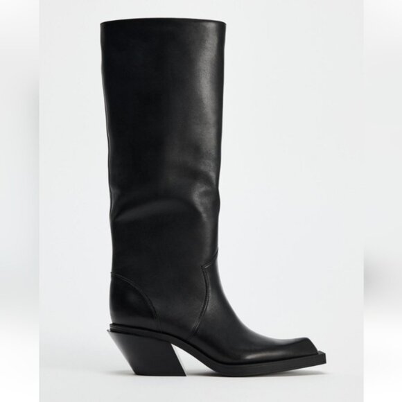 ZARA LEATHER HEELED COWBOY BOOTS